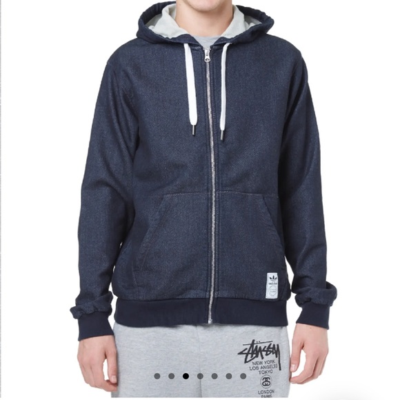 adidas Sweat Zip Hoodie Indigo Denim - Picture 2 of 16